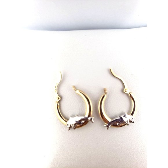 14k REAL GOLD Hollow Super Light Dolphin Hoop Earrings - Picture 4 of 13